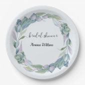 ウオータカラーユーカリブライダルシャワー ペーパープレート (正面)