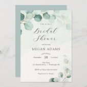 ウオータカラーユーカリブライダルシャワー 招待状 (正面/裏面)