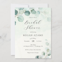 ウオータカラーユーカリブライダルシャワー 招待状