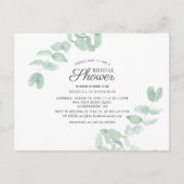 ウオータカラーユーカリプスグリーンブライダルシャワー インビテーションポストカード (正面)