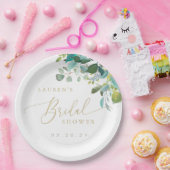 ウオータカラーユーカリプスグリーンブライダルシャワー ペーパープレート (パーティー)