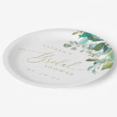 ウオータカラーユーカリプスグリーンブライダルシャワー ペーパープレート (アングル)