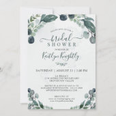 ウオータカラーユーカリプスグリーンブライダルシャワー 招待状 (正面)