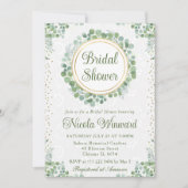 ウオータカラーユーカリプスグリーンブライダルシャワー 招待状 (正面)