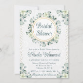 ウオータカラーユーカリプスグリーンブライダルシャワー 招待状 (正面)