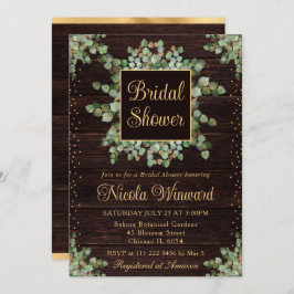 ウオータカラーユーカリプスグリーンブライダルシャワー 招待状