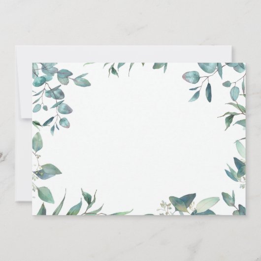 ウオータカラーユーカリプスグリーンブライダルシャワー 招待状 (裏面)