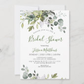 ウオータカラーユーカリプスグリーンブライダルシャワー 招待状 (正面)