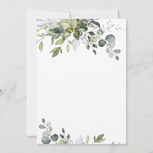 ウオータカラーユーカリプスグリーンブライダルシャワー 招待状 (裏面)