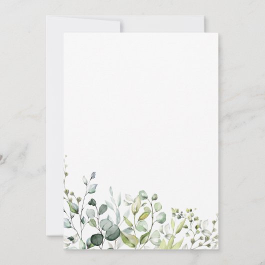 ウオータカラーユーカリプスグリーンブライダルシャワー 招待状 (裏面)