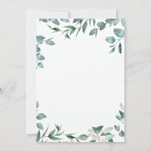 ウオータカラーユーカリプスグリーンブライダルシャワー 招待状 (裏面)