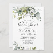 ウオータカラーユーカリプスグリーンブライダルシャワー 招待状 (正面)