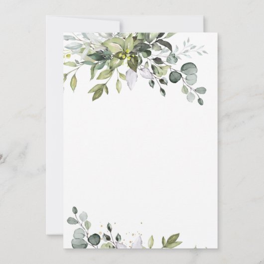 ウオータカラーユーカリプスグリーンブライダルシャワー 招待状 (裏面)