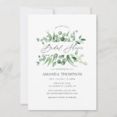 ウオータカラーユーカリプスグリーンブライダルシャワー 招待状 (正面)