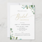 ウオータカラーユーカリプスグリーンブライダルシャワー 招待状 (正面)