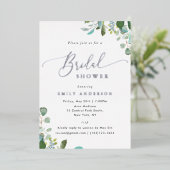 ウオータカラーユーカリプスグリーンブライダルシャワー 箔招待状 (立ち正面)
