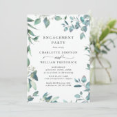 ウオータカラーユーカリプスグリーン婚約パーティ 招待状 (スタンド正面)