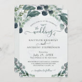 ウオータカラーユーカリプスグリーン結婚式招待状 招待状 (正面/裏面)