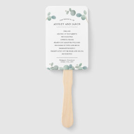 ウオータカラーユーカリプスグリーン結婚式 プログラム ハンドファン