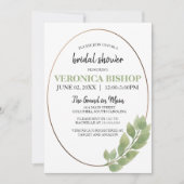 ウオータカラーユーカリプタスオーバルブライダルシャワー 招待状 (正面)