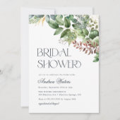 ウオータカラーユーカリ植物学ブライダルシャワー 招待状 (正面)