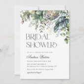 ウオータカラーユーカリ植物学ブライダルシャワー 招待状 (正面)