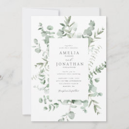 ウオータカラーユーカリ結婚式招待状 招待状