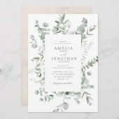 ウオータカラーユーカリ結婚式招待状 招待状 (正面/裏面)