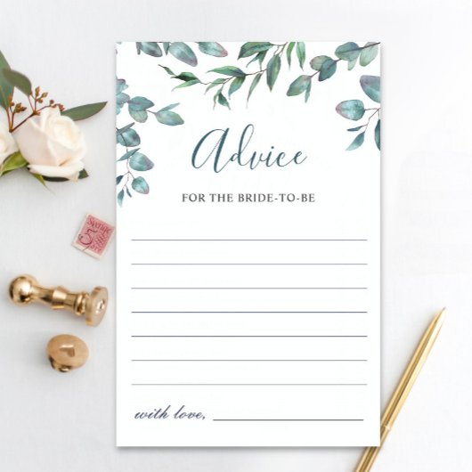 ウオータカラーユーカリ緑シンプル草アドバイスカード