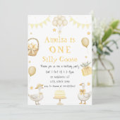 ウオータカラーワンガチョウ間抜けオレンジギンガム誕生日 招待状 (スタンド正面)