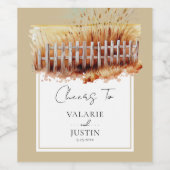 ウオータカラー小麦フェンスウェスタン結婚ズ ワインラベル (シングルラベル)