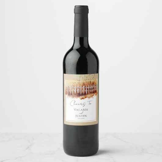 ウオータカラー小麦フェンスウェスタン結婚ズ ワインラベル (正面)