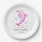 ウオータカラー海イルカのベビーシャワー ペーパープレート (正面)