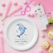 ウオータカラー海イルカのベビーシャワー ペーパープレート (パーティー)