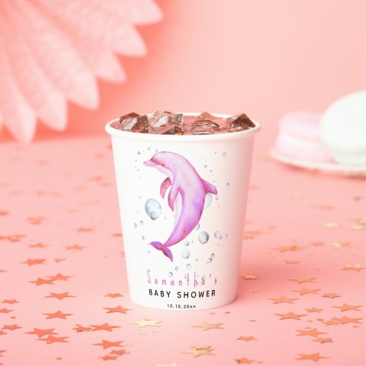 ウオータカラー海イルカのベビーシャワー 紙コップ (インサイチュ)
