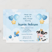ウオータカラー牛ベビーシャワー招待状 招待状 (正面/裏面)