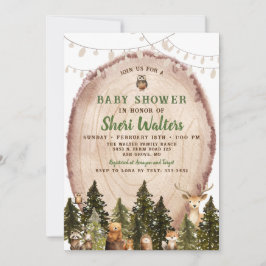 ウオータカラー素朴ウッドランドベビーシャワー招待状 招待状