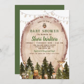 ウオータカラー素朴ウッドランドベビーシャワー招待状 招待状 (正面/裏面)