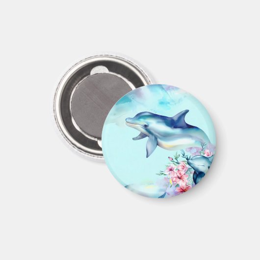 ウオータカラー色彩の鮮やかドルフィン マグネット (正面/裏面)