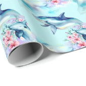 ウオータカラー色彩の鮮やかドルフィン ラッピングペーパー (ロールコーナー)