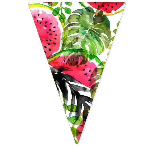 ウオータカラー葉パームスイカ結婚のデコ バンティングフラッグ (第2の旗)