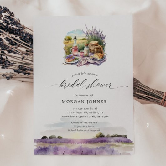 ウオータスカニーラベンダーブライダルシャワー招待状 招待状