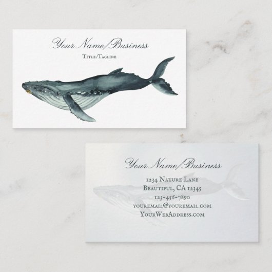 ウオーターカラウンバッククジラ海ビーチ 名刺 (正面/裏面)