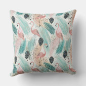 ウオーターカラフラミンゴ熱帯性風柄 クッション (裏面)