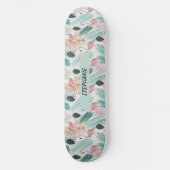 ウオーターカラフラミンゴ熱帯性風柄 スケートボード (正面)