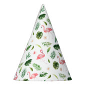 ウオーターカラフラミンゴ熱帯性風柄 パーティーハット (左)