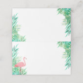 ウオーターカラフラミンゴ&パーム葉トロピカル結婚ズ プレイスカード (外部開封)