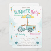 ウオーターカラーアイスクリームバイクスターズ誕生日 招待状 (正面/裏面)