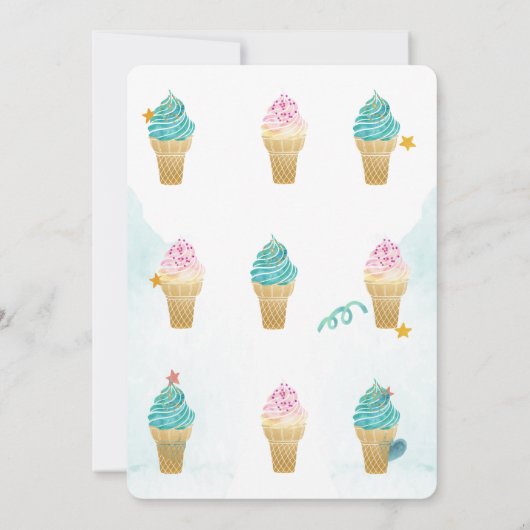 ウオーターカラーアイスクリームバイクスターズ誕生日 招待状 (裏面)