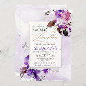 ウオーターカラーアユピースバイオレットパープルブライダルルンチョ 招待状 (正面/裏面)